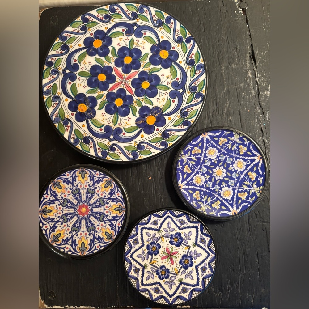 Vintage Spanish hand painted porcelain plates